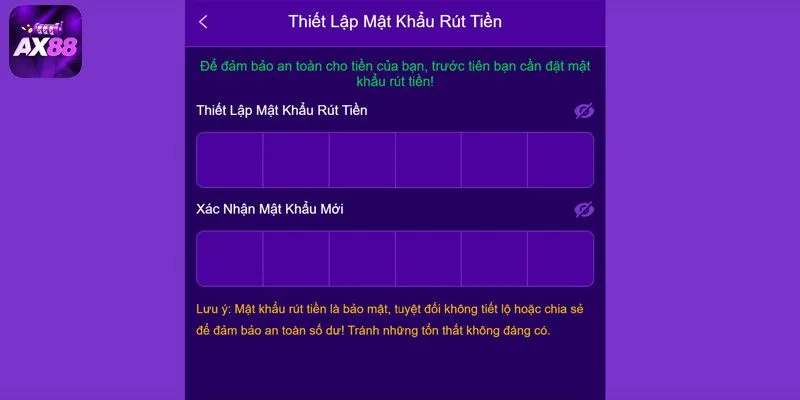Điều kiện rút tiền AX88