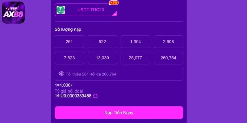 Nhà cái AX88 cho phép giao dịch bằng ví điện tử, vô cùng tiện lợi và dễ dàng
